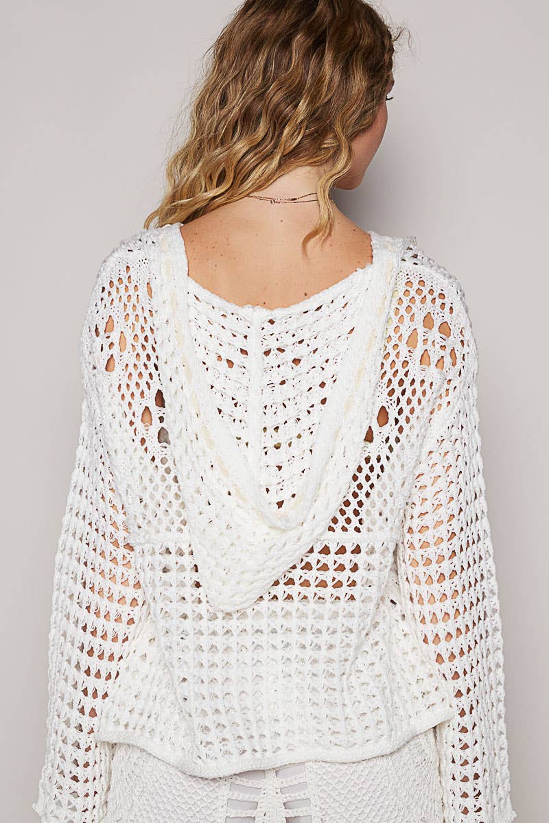 Long sleeve American flag hoodie thin sweater top SALE: Beige