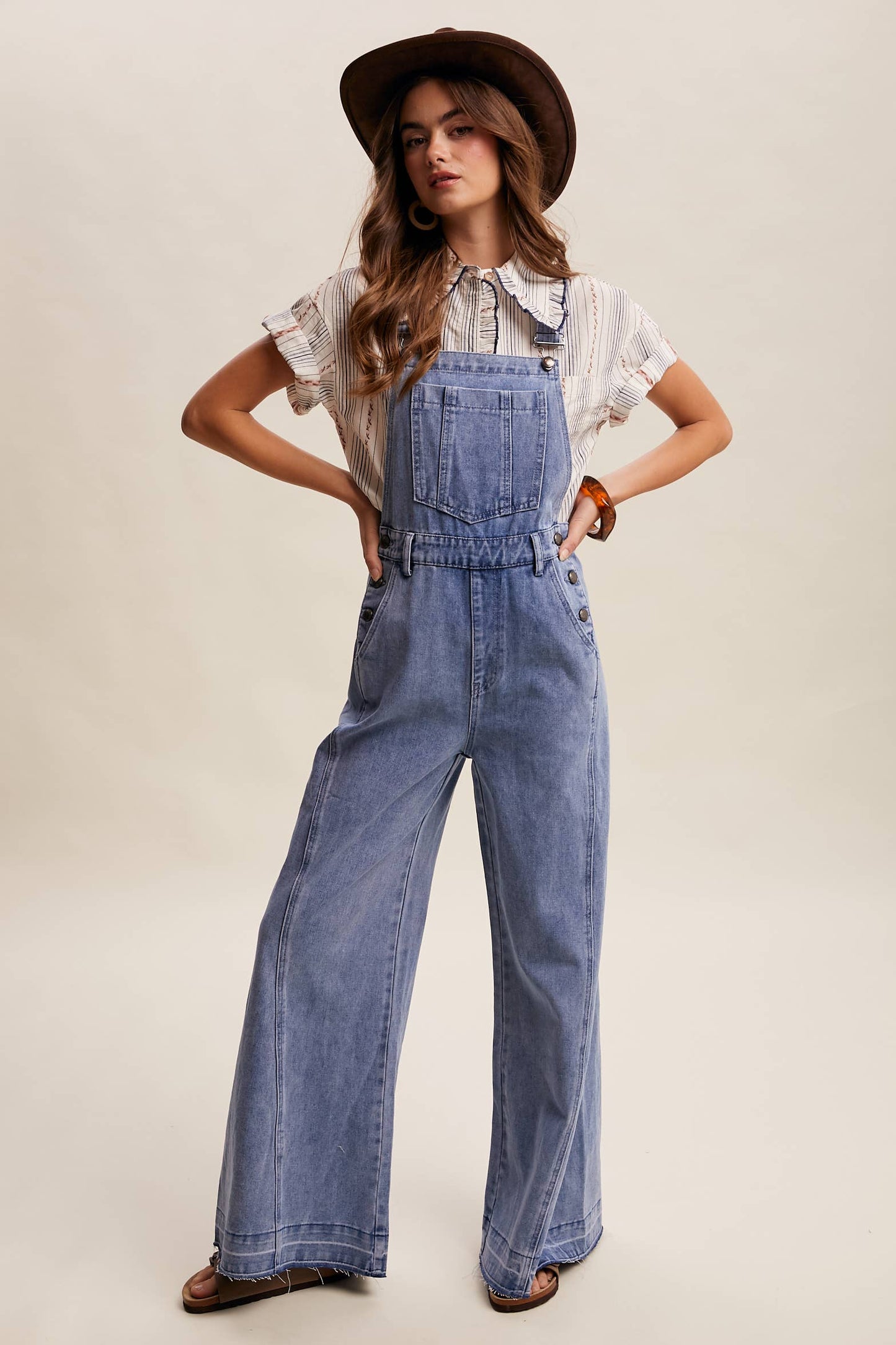Wide Leg Denim Overalls LRP0296