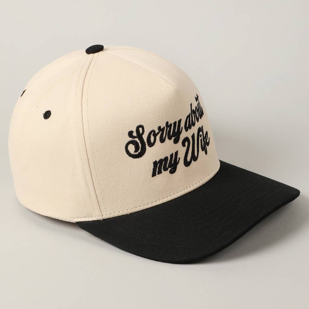 Fashion City - Sorry About My Wife / Husband Embroidery Two-Tone Canvas Cap