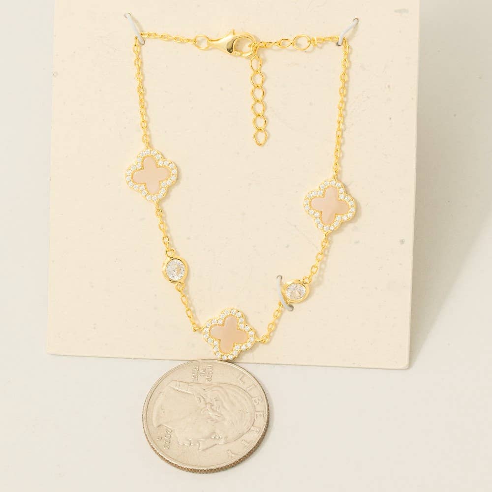 Fame Accessories - Sterling Silver Clover Chain Bracelet