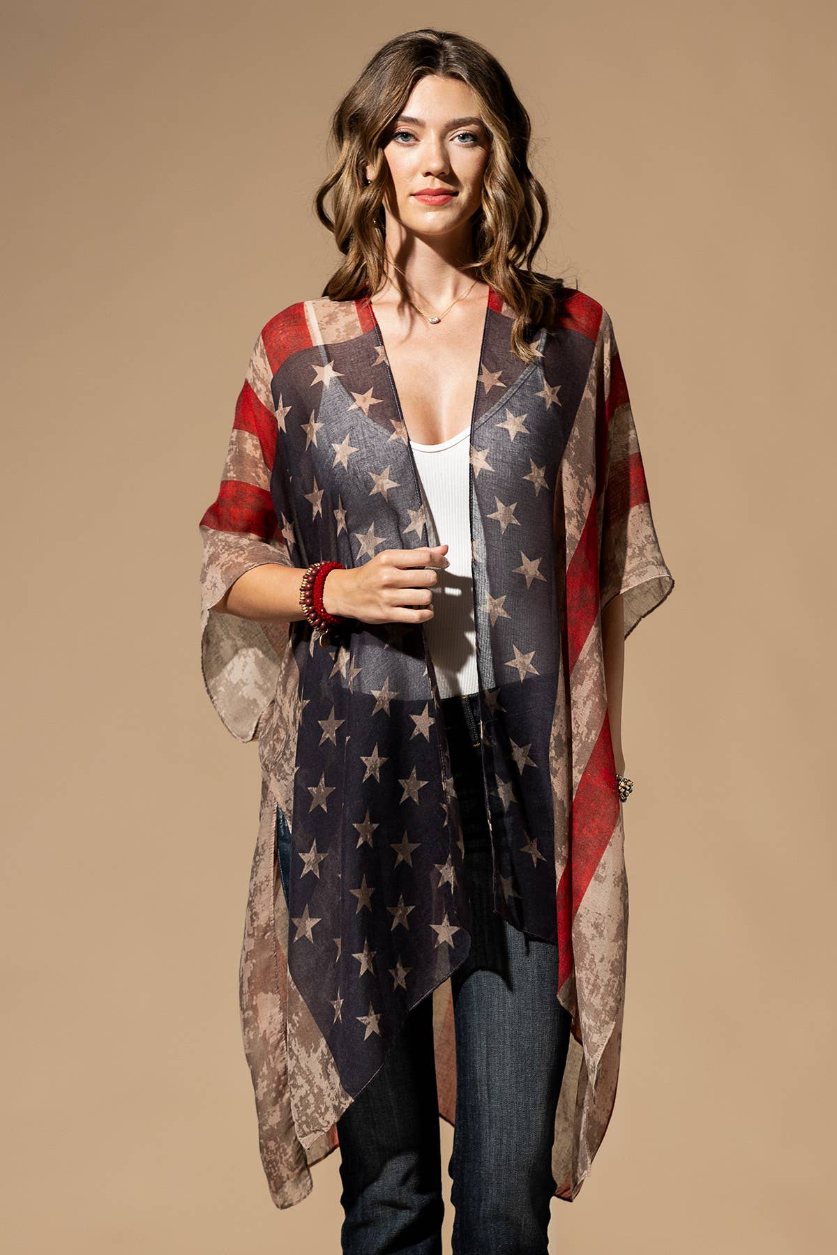 Urbanista - Vintage Inspired USA Print Kimono