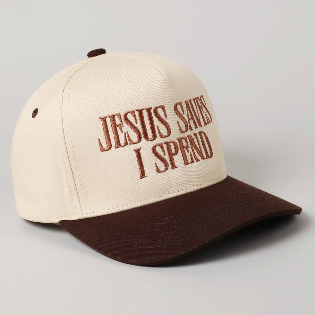 Fashion City - JESUS SAVES I SPEND Embroidery Trucker Hat