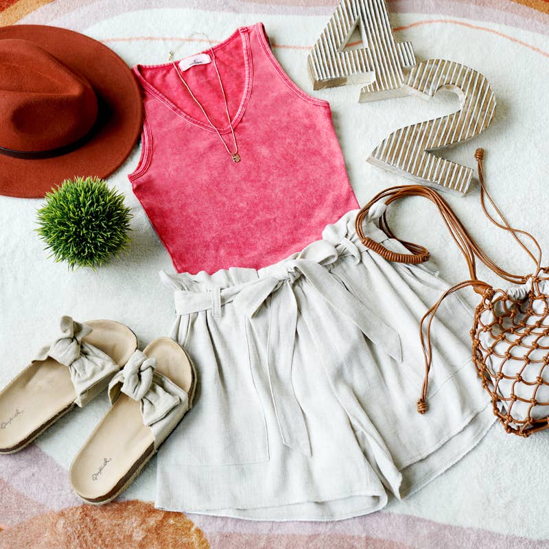 42POPS - `.Washed & Solid Cotton Bodysuit w/Snap Button closure