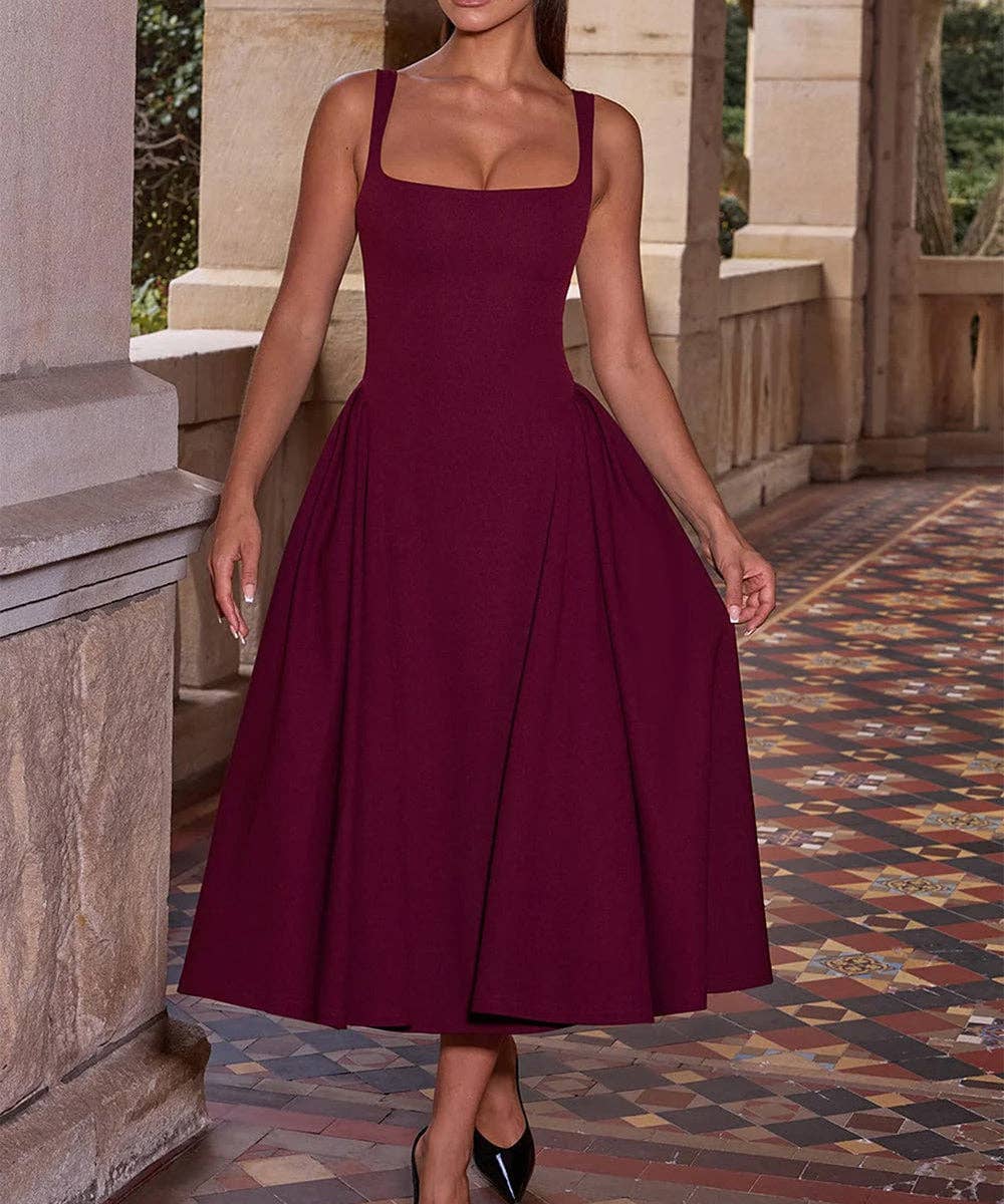 Aria Romance - Elegant Strapless Dress in Navy Black and Wine for Events
