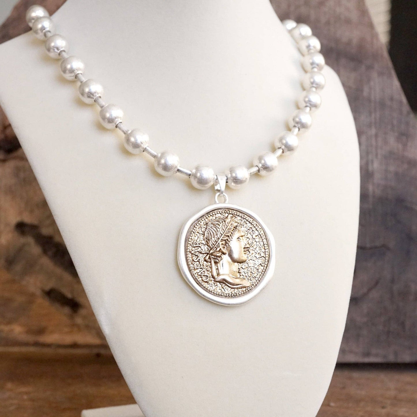 PennyLine inc - Coin Chunky Ball Chain Statement Necklace – Gold and Silver Tone