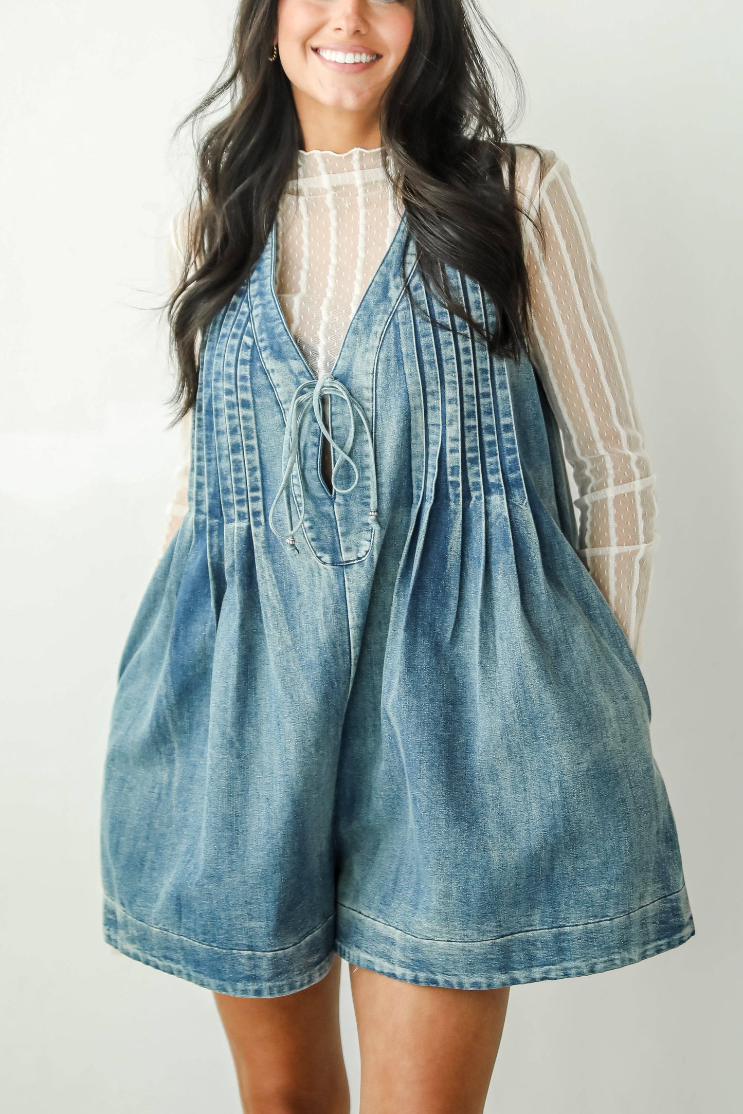 Precious Look Denim Romper: Denim / Large