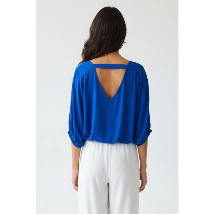 Hot Pink Cropped Blouse With Elasticized Waist