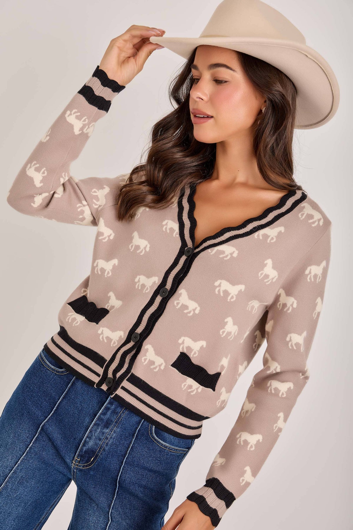 BON - SUPER SOFT HORSE PRINT KNIT CARDIGAN_JLT00386-01