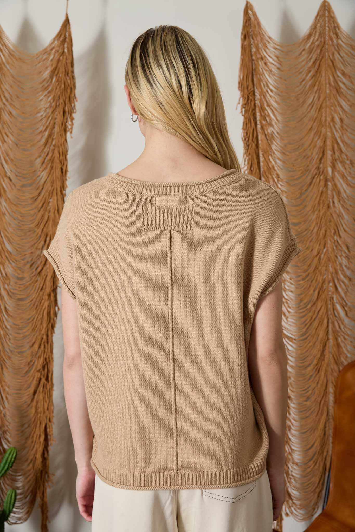 WESTERN EMBROIDERY SHORT SLEEVE KNIT SWEATER