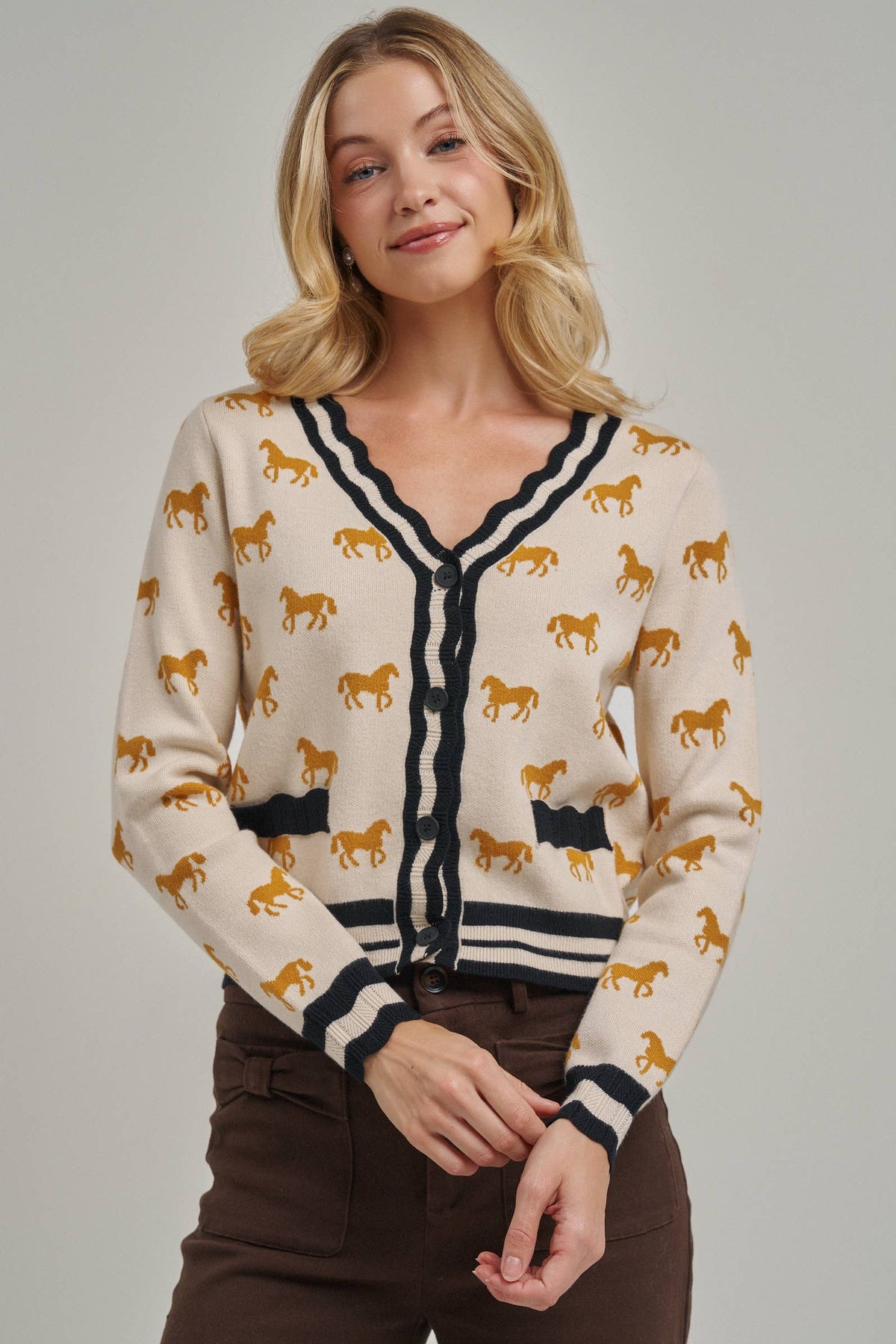 BON - SUPER SOFT HORSE PRINT KNIT CARDIGAN_JLT00386-01