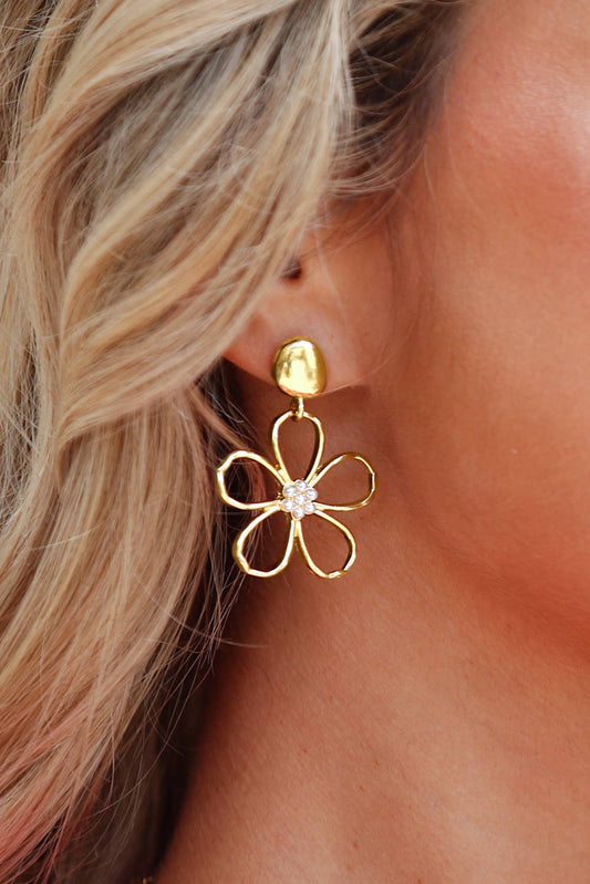 Little Daisy Closet -  LDC Vintage Cut Out Flower Pearl Decor Stud Earrings