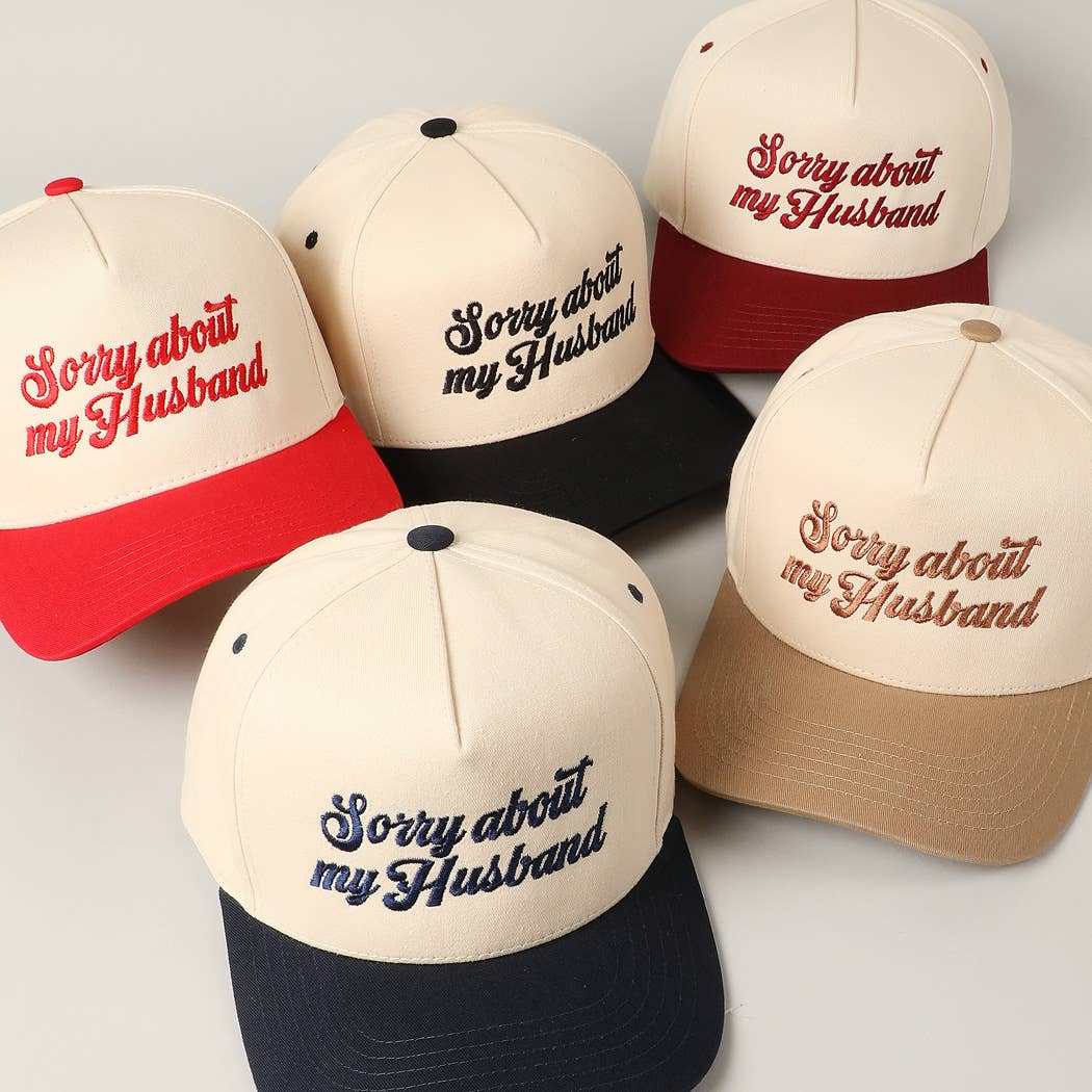 Fashion City - Sorry About My Wife / Husband Embroidery Two-Tone Canvas Cap
