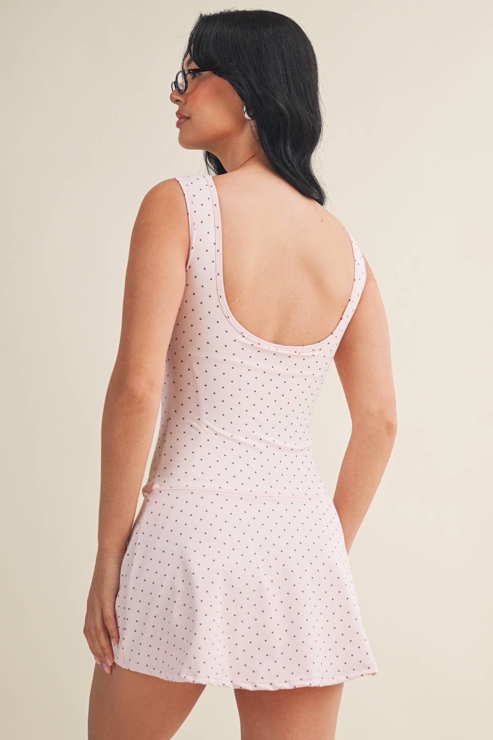 KIMBERLY C - Polka Dot Print A-Line Mini Dress with Drop Waist