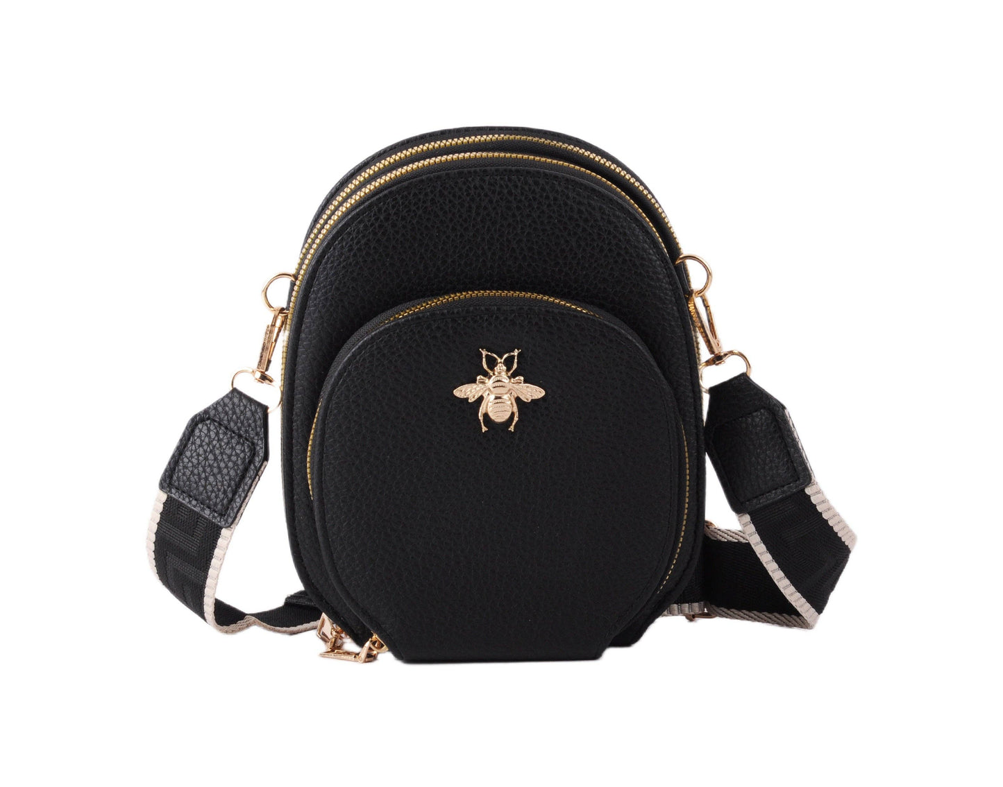 Most Wanted USA - Crossbody Bag with Bee Hardware and Web Strap