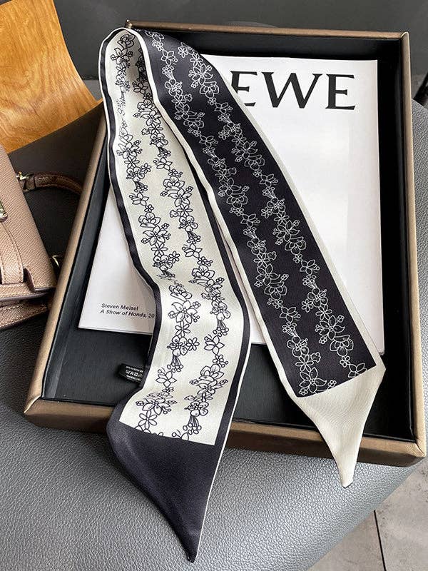 Contrast Color Flower Print Scarf: GREEN / One_size
