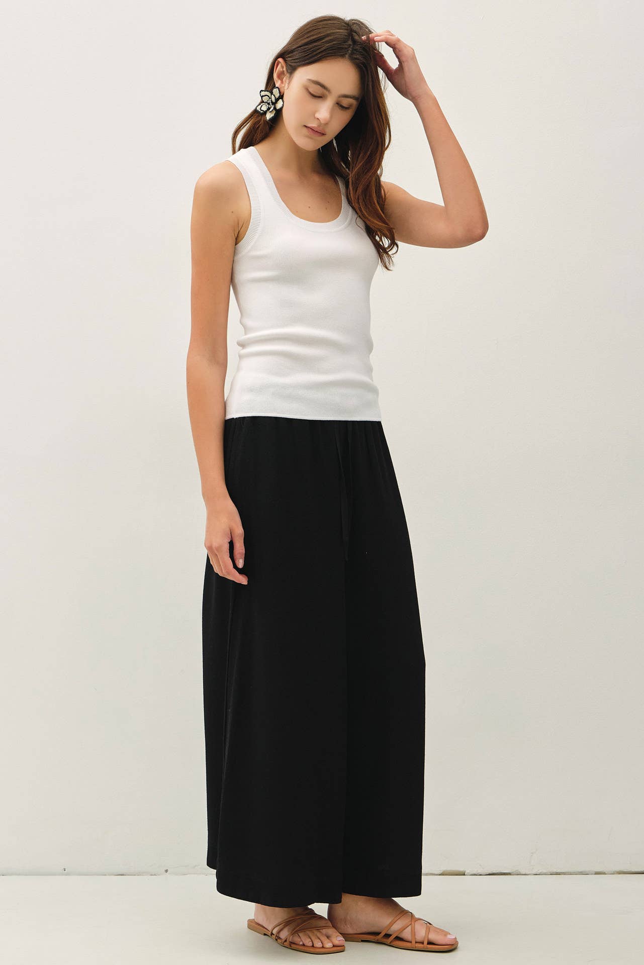 Be Cool - LINEN BLEND CROPPED PALAZZO PANTS