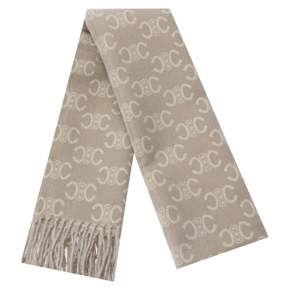 JOIA ACCESSORIES - SIMBOL MONOGRAM FRINGE OBLONG SCARF, LVSC 153