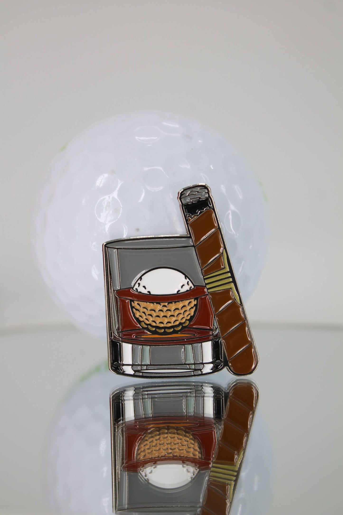 Whiskey Cigar Golf Ball Marker + Magnetic Hat Clip