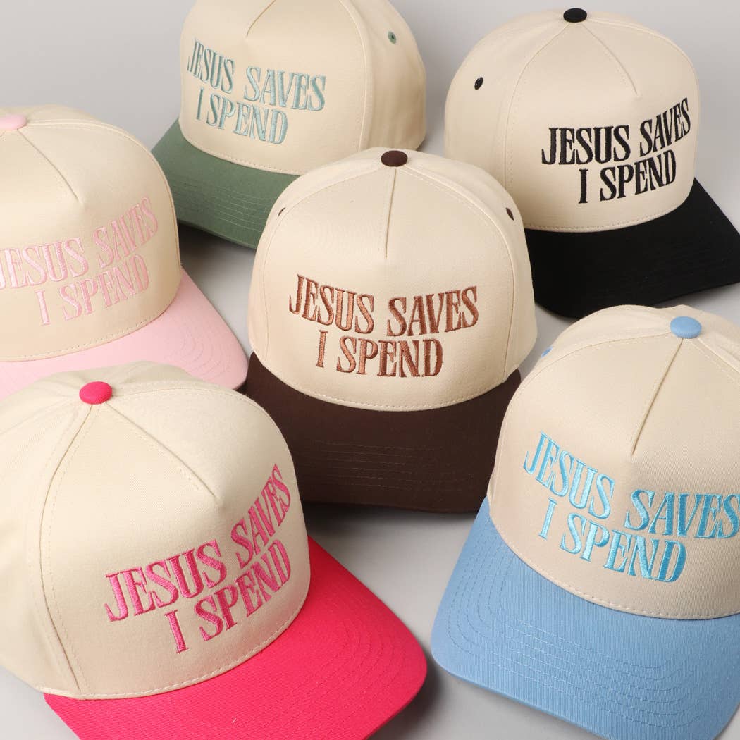Fashion City - JESUS SAVES I SPEND Embroidery Trucker Hat