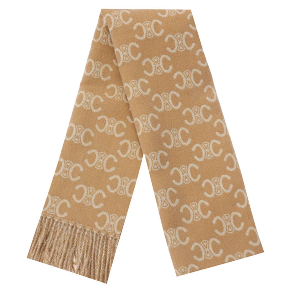 JOIA ACCESSORIES - SIMBOL MONOGRAM FRINGE OBLONG SCARF, LVSC 153