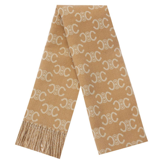 JOIA ACCESSORIES - SIMBOL MONOGRAM FRINGE OBLONG SCARF, LVSC 153