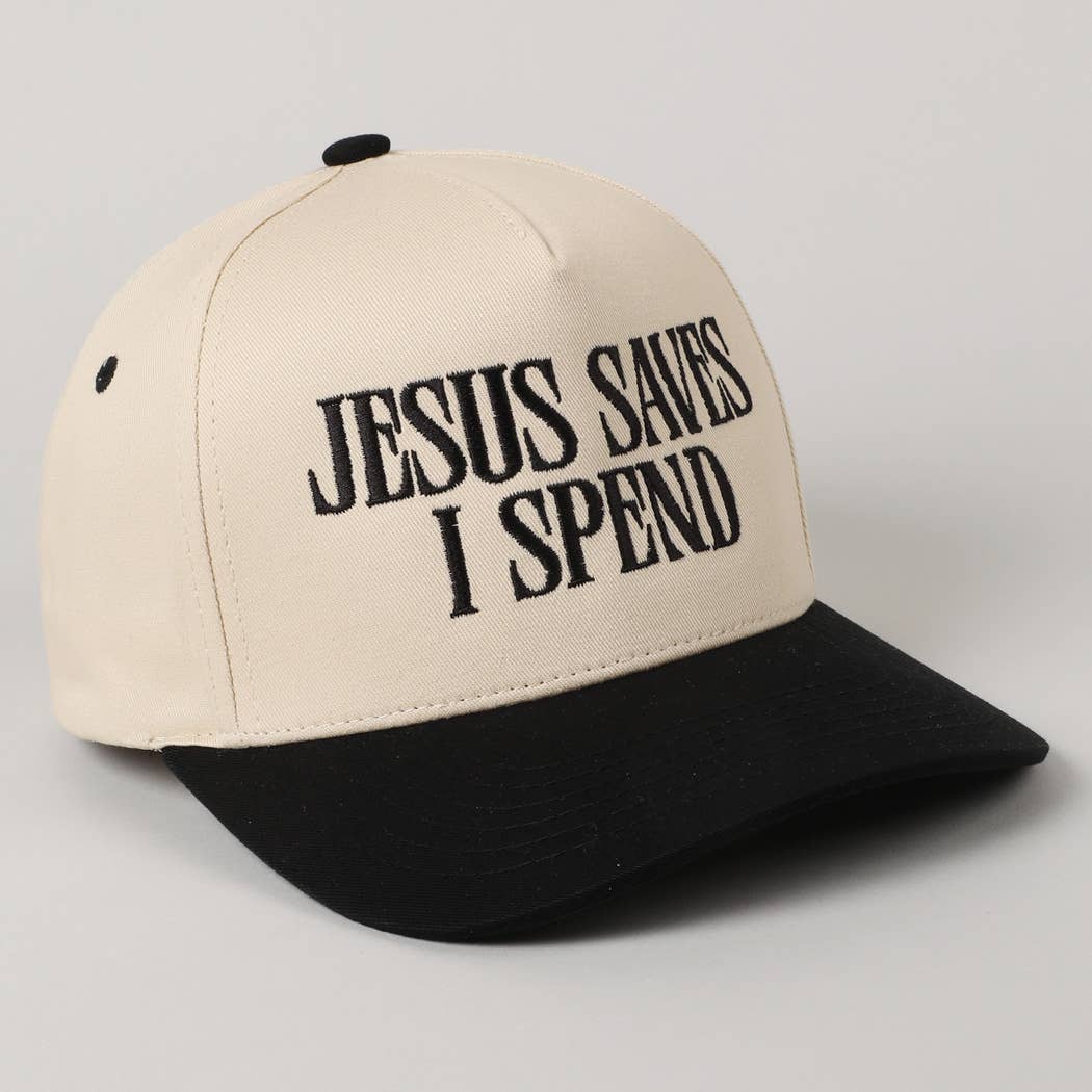 Fashion City - JESUS SAVES I SPEND Embroidery Trucker Hat