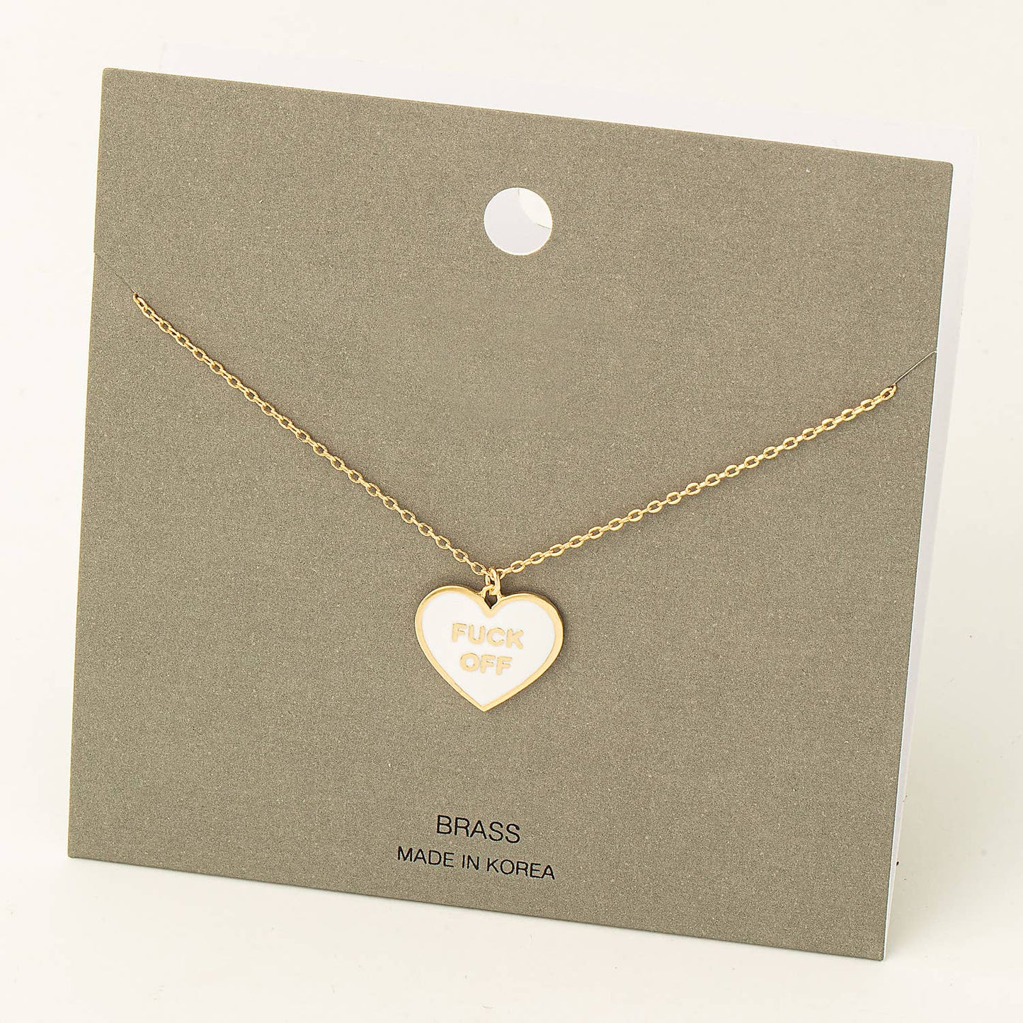 Fame Accessories - Fuck Off Heart Pendant Necklace