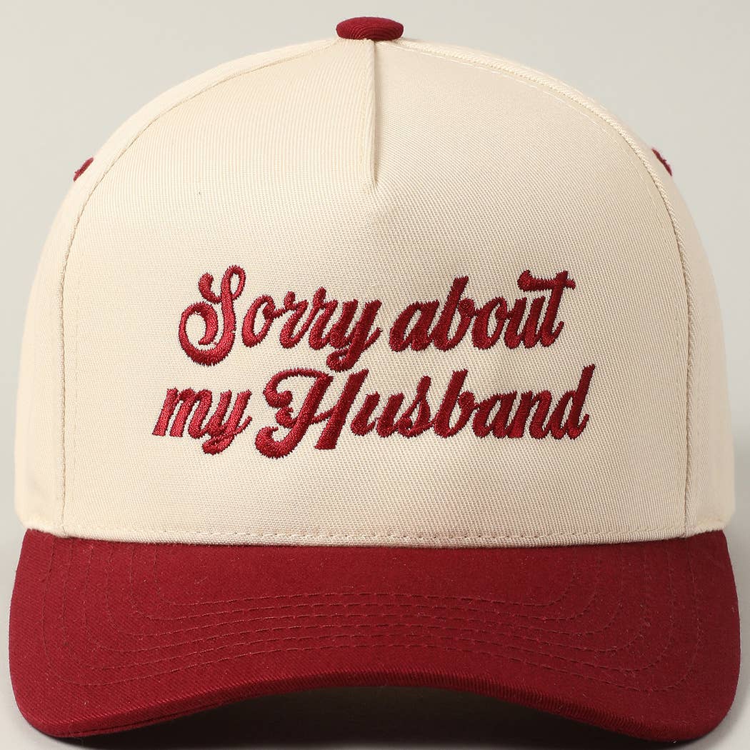 Fashion City - Sorry About My Wife / Husband Embroidery Two-Tone Canvas Cap