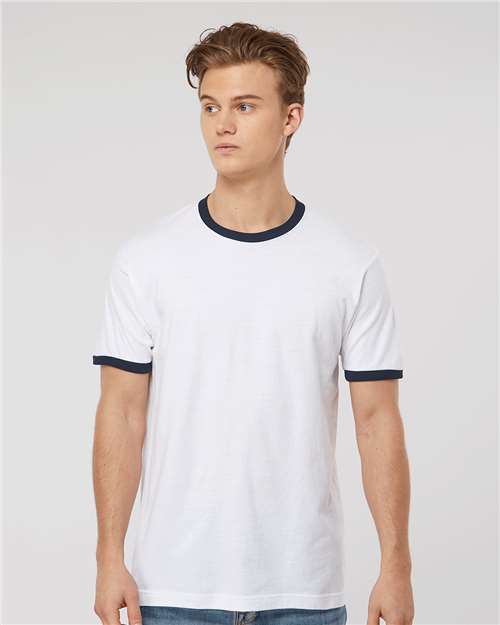 Total Apparel - Tultex Unisex Fine Jersey Ringer Blank T-Shirt | Retro 246