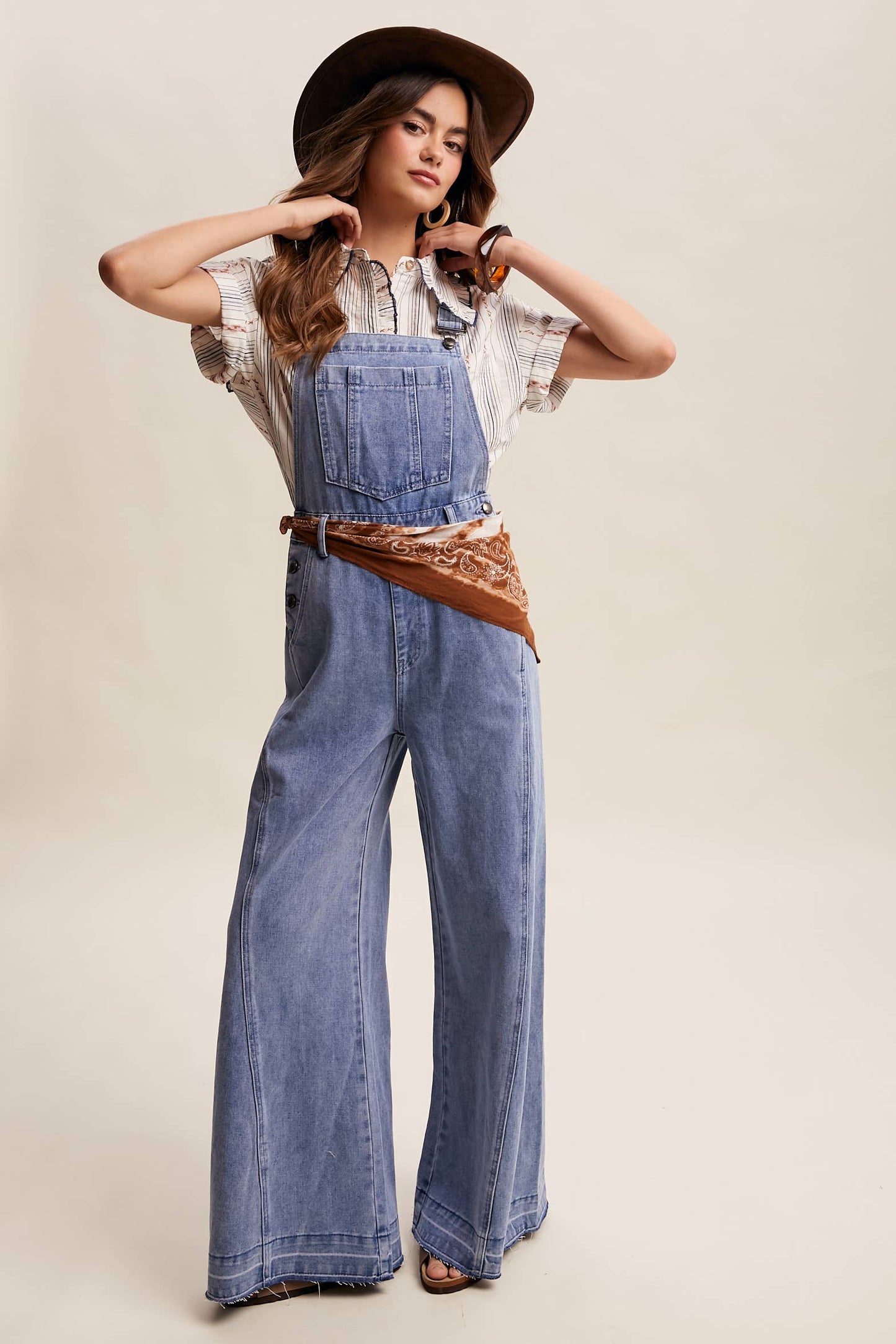 Wide Leg Denim Overalls LRP0296