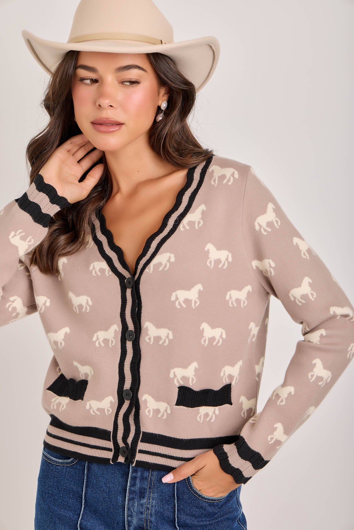 BON - SUPER SOFT HORSE PRINT KNIT CARDIGAN_JLT00386-01