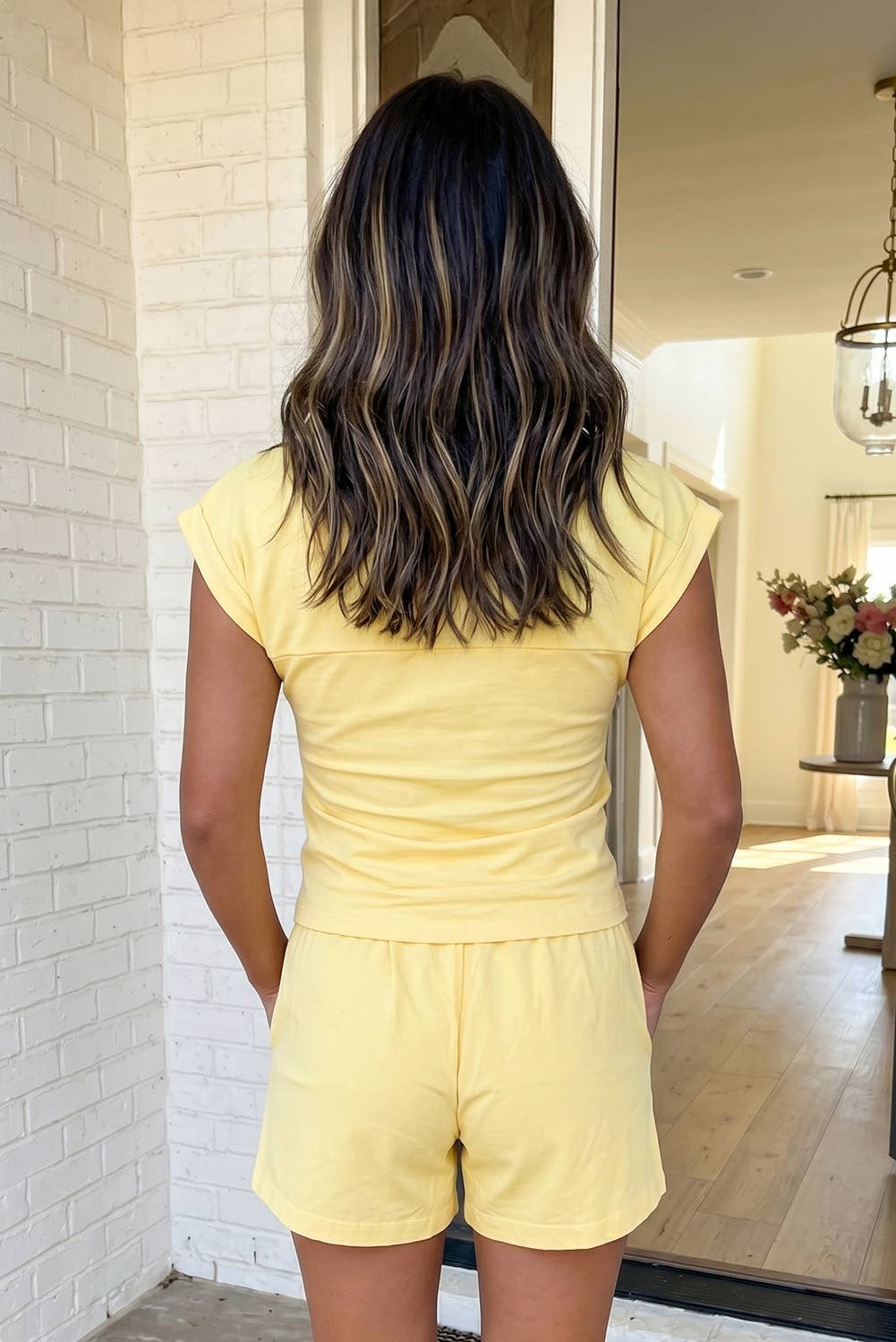 LAS Crossover Cropped Tee Short Loungewear Set