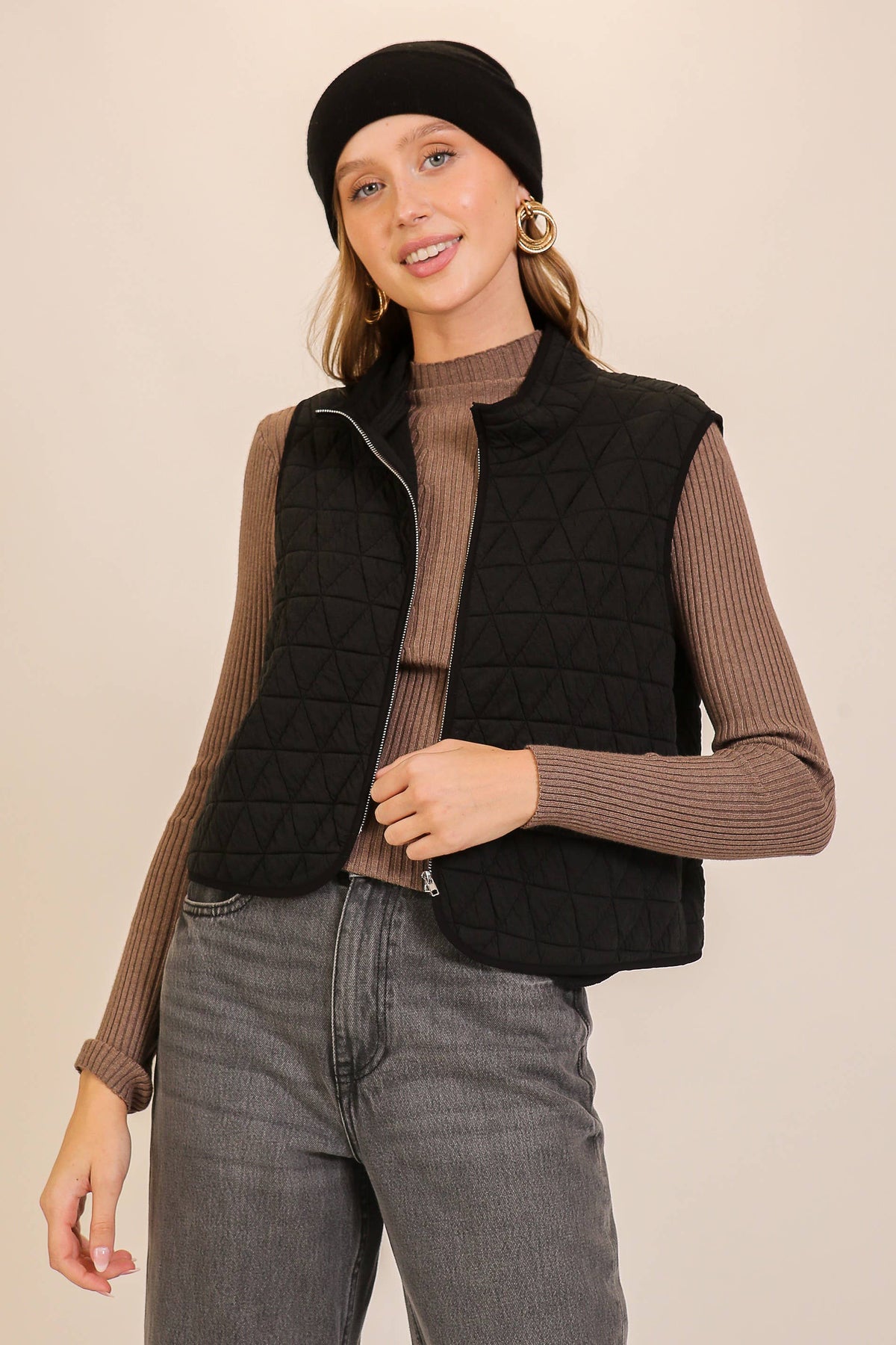TIMING - Quilted Zip-Up Vest