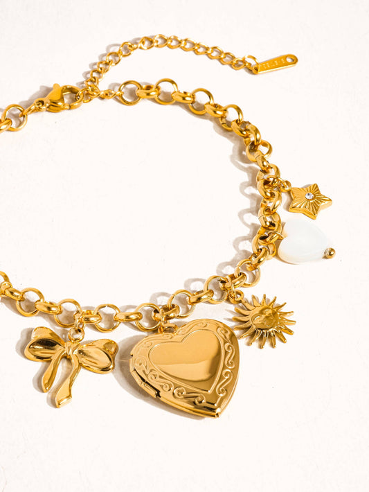 Flânerie by MAIQ - Eydn 18K Non-Tarnish Heart Locket Charm Bracelet