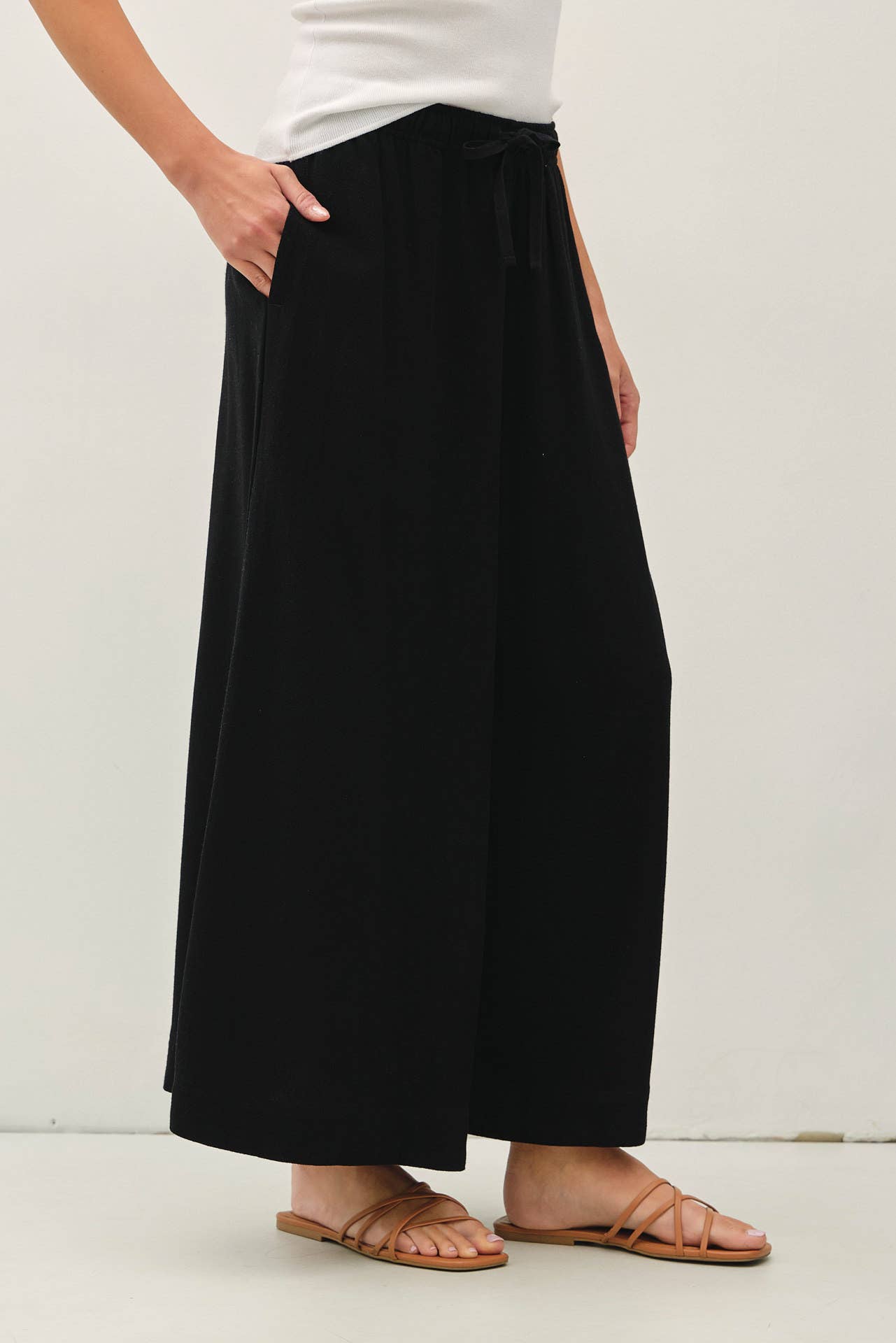 Be Cool - LINEN BLEND CROPPED PALAZZO PANTS