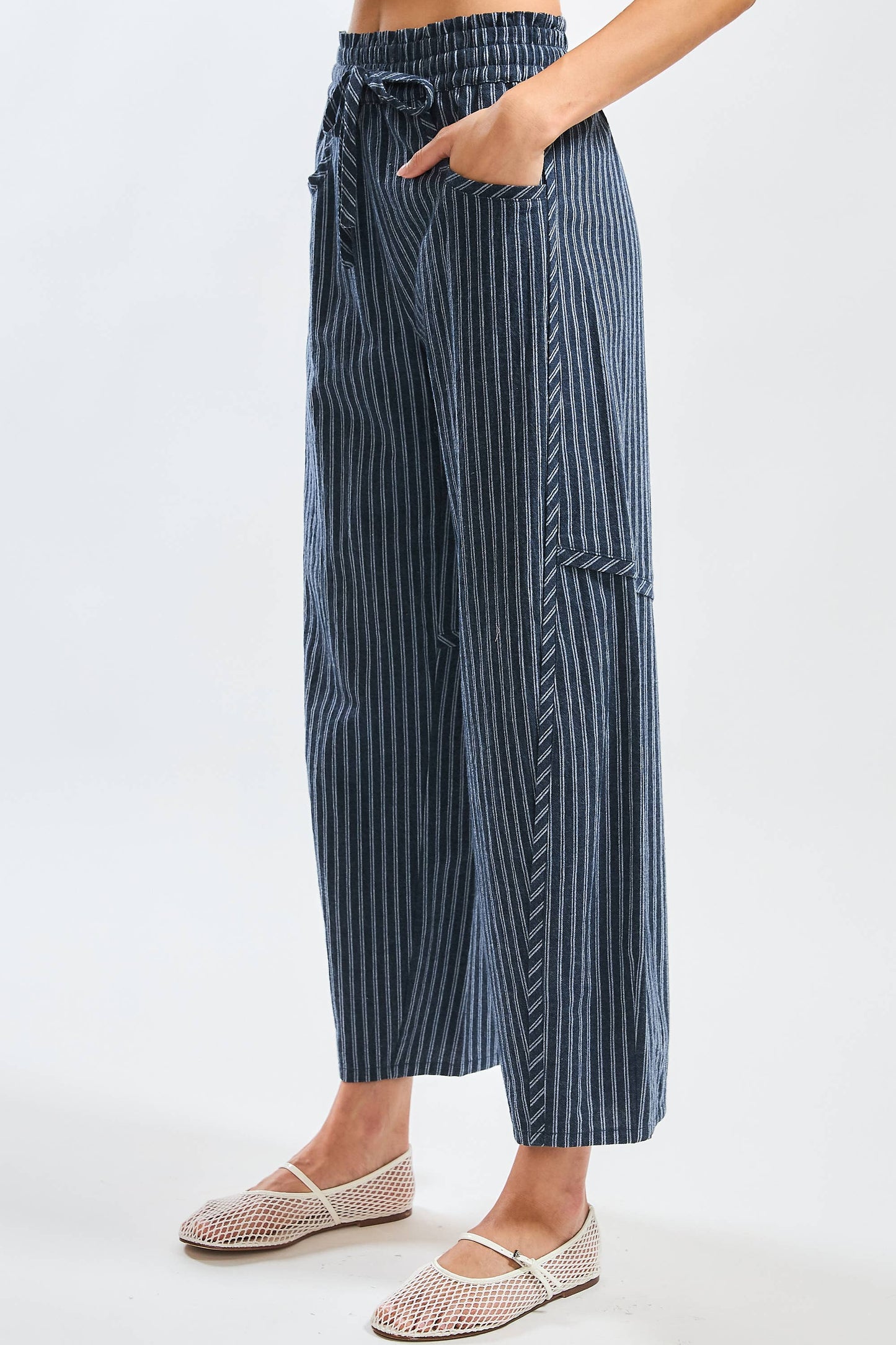 Camellia - CB10394J Pinstripe Drawstring Pants
