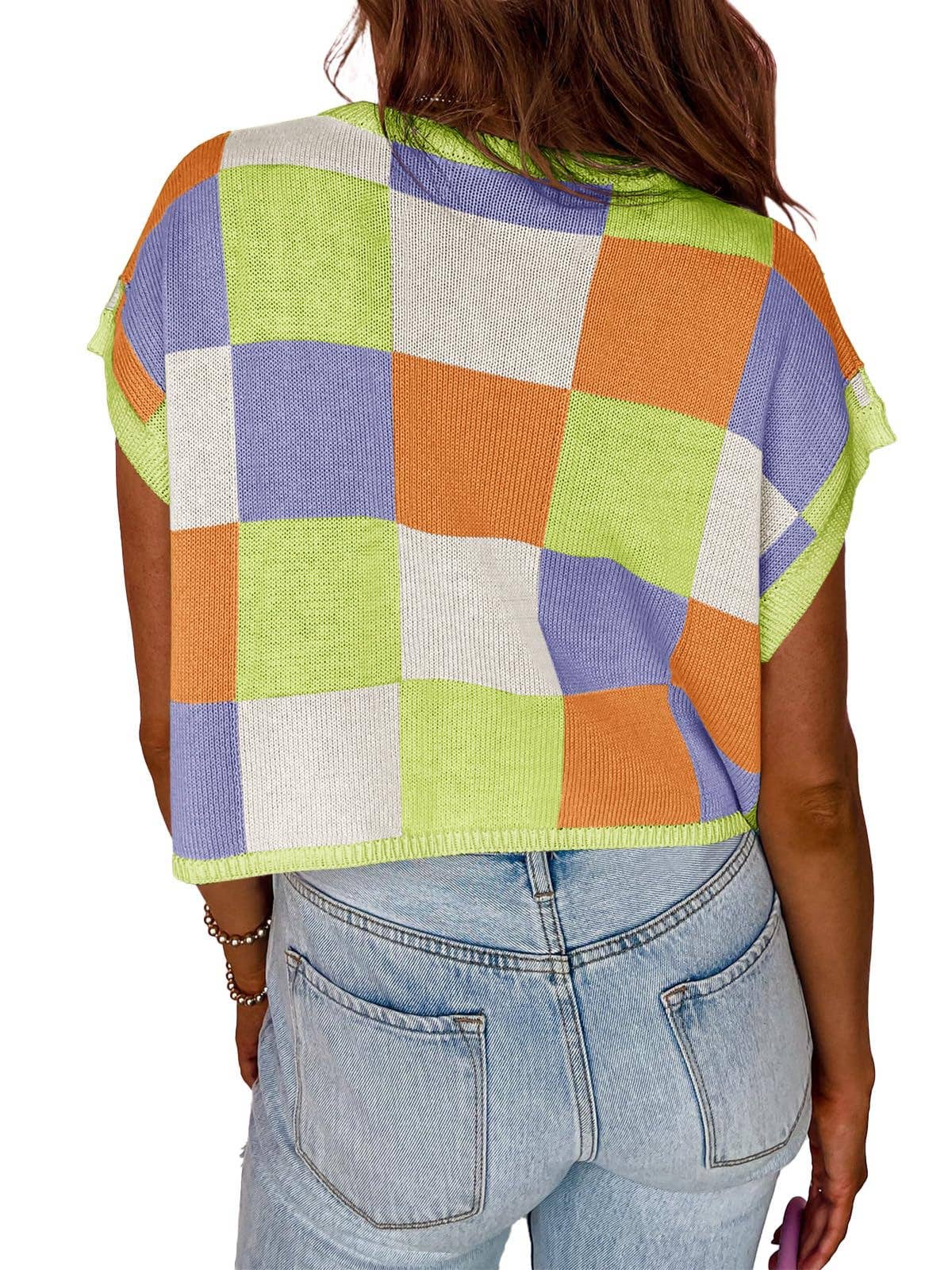 Lovesoft - Colorblocked Sweater Vest Crew Neck Knit Trendy Pullover Vest