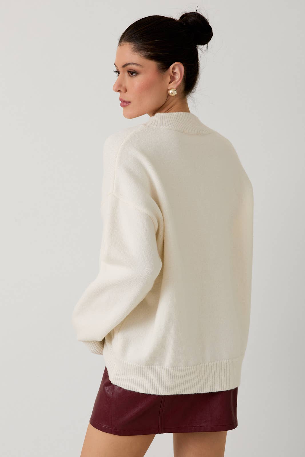 Sunday Edition by LE LIS - MOCK NECK LONG SLEEVE "CHERRY MARTINI" GRAPHIC SWEATER