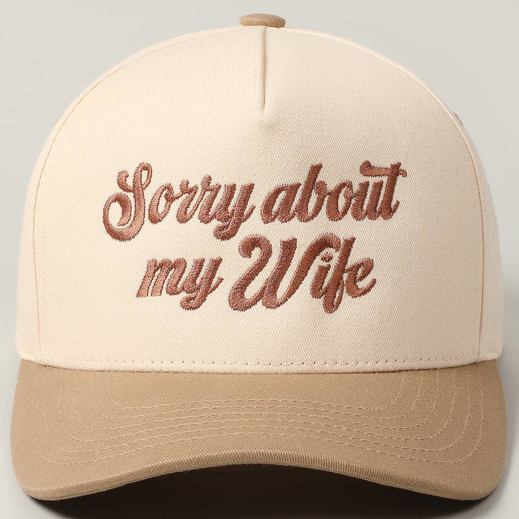 Fashion City - Sorry About My Wife / Husband Embroidery Two-Tone Canvas Cap