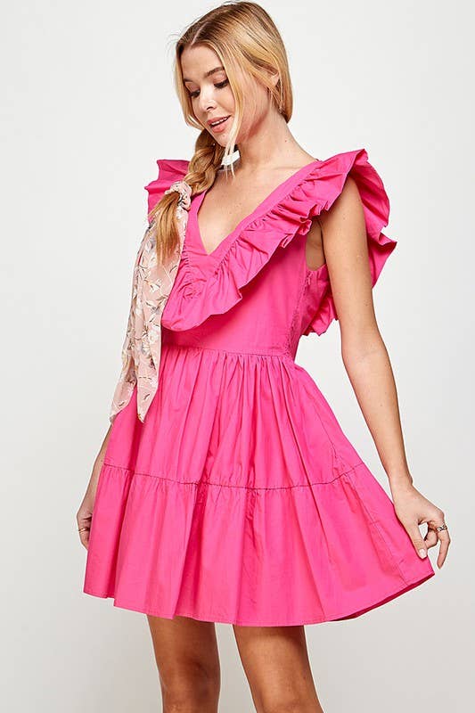 Romantic Ruffle Tiered Dress with Open Back 5187IMD