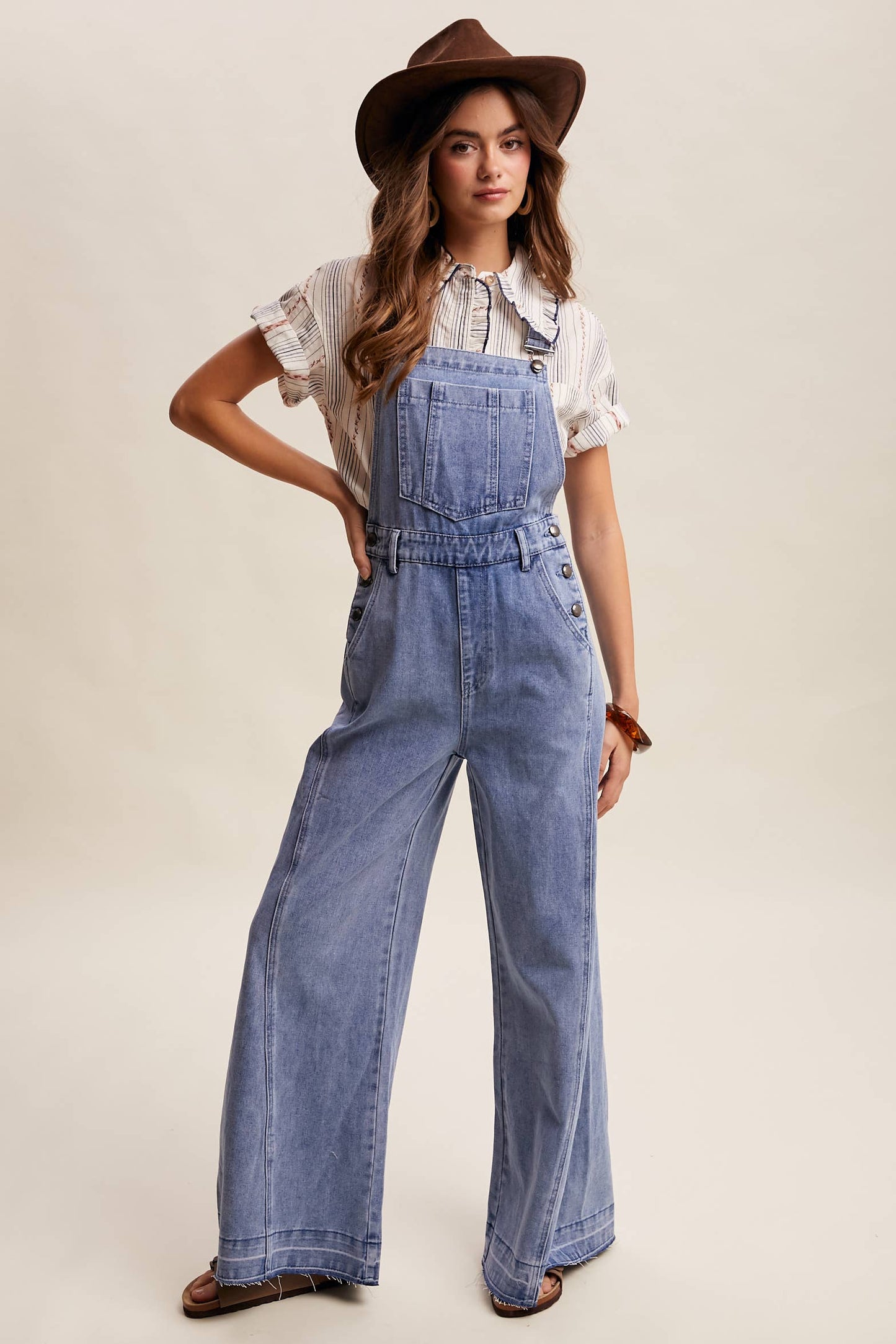 Wide Leg Denim Overalls LRP0296