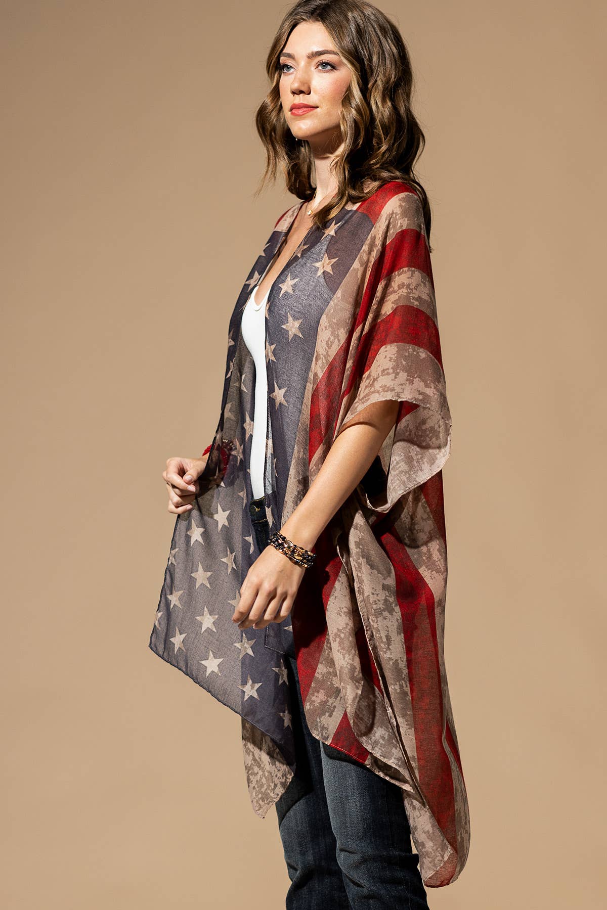 Urbanista - Vintage Inspired USA Print Kimono