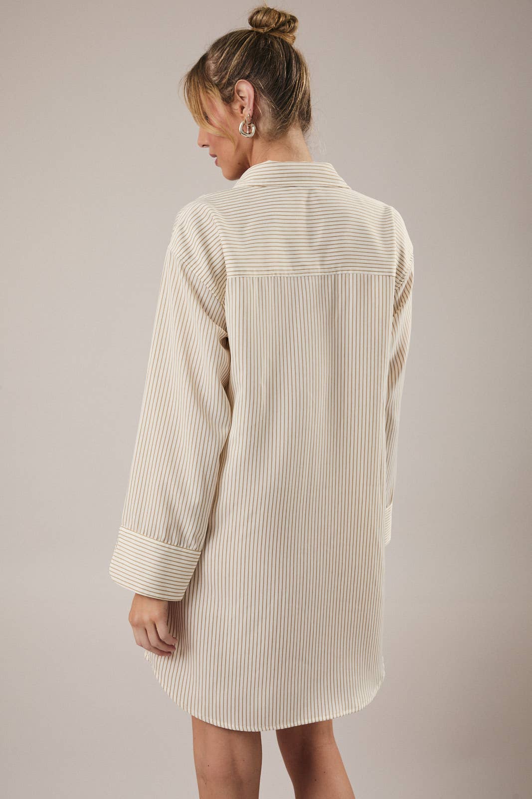 Sunday Edition - BUTTON DOWN LONG SLEEVE STRIPE SHIRT DRESS
