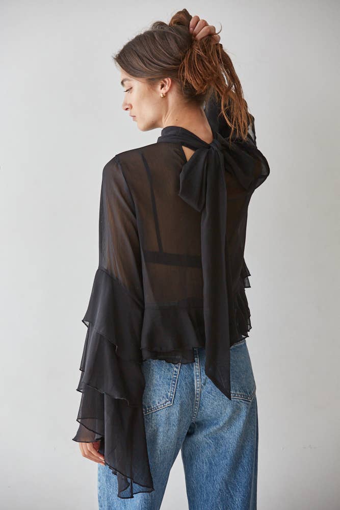 By Together - L9717 | Woven Polyester Chiffon See Through Top