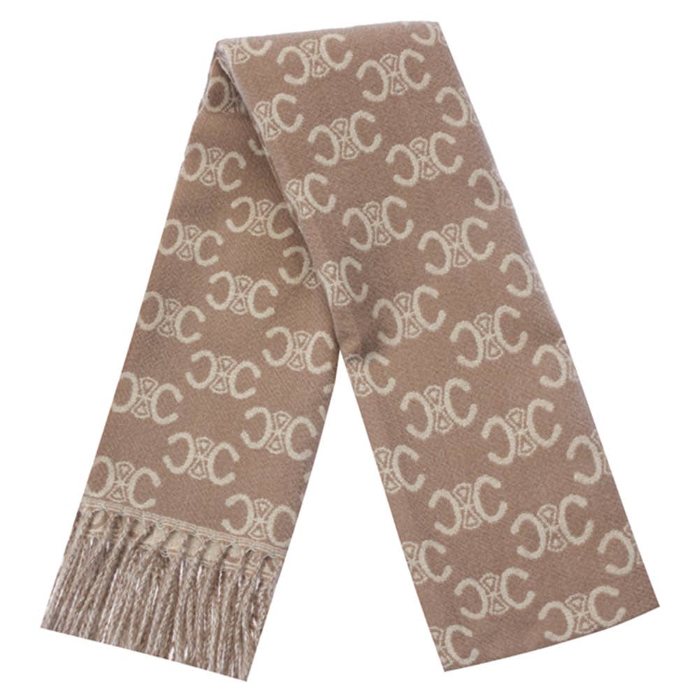 JOIA ACCESSORIES - SIMBOL MONOGRAM FRINGE OBLONG SCARF, LVSC 153