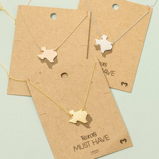 Fame Accessories - Gold Dipped Texas State Pendant Necklace
