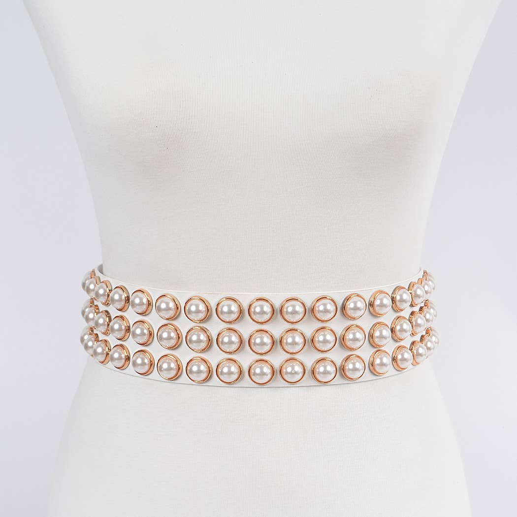3AM BY H&D ACCESSORIES - Full Pearl Studded Waist Belt