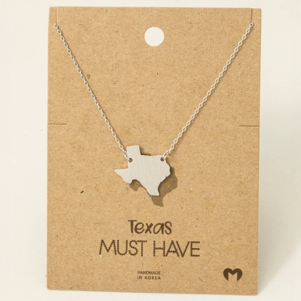 Fame Accessories - Gold Dipped Texas State Pendant Necklace