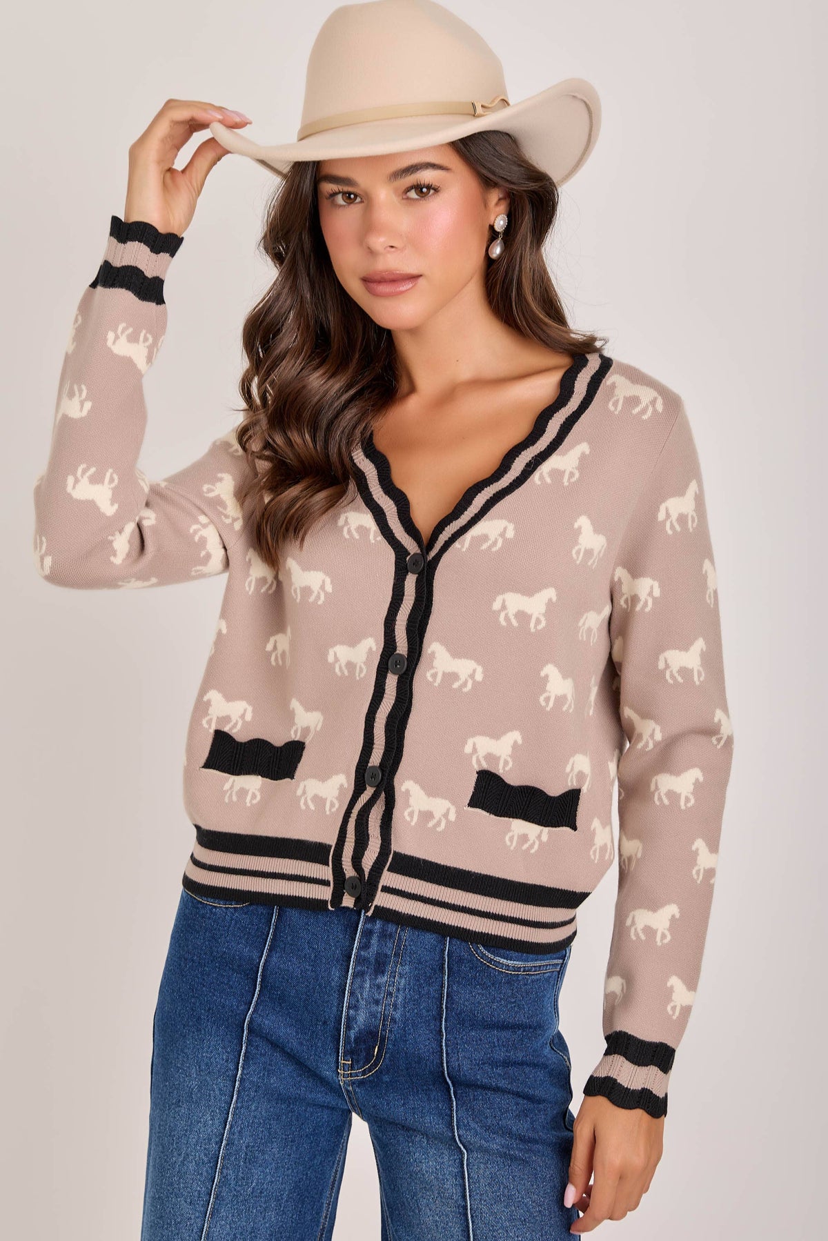 BON - SUPER SOFT HORSE PRINT KNIT CARDIGAN_JLT00386-01