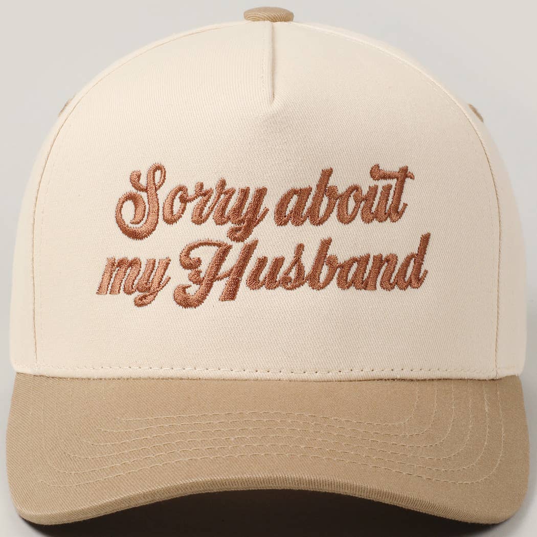 Fashion City - Sorry About My Wife / Husband Embroidery Two-Tone Canvas Cap